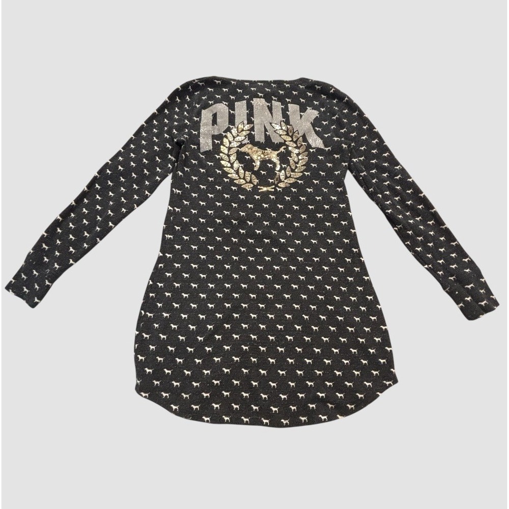 Victorias Secret PINK Women's XS Sleep Shirt Dog All Over Print Sequins